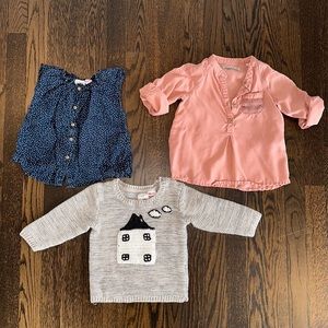 3 Piece Zara Lot Size 2/3 - Sweater, Long Sleeve and Short Sleeve polka Dot